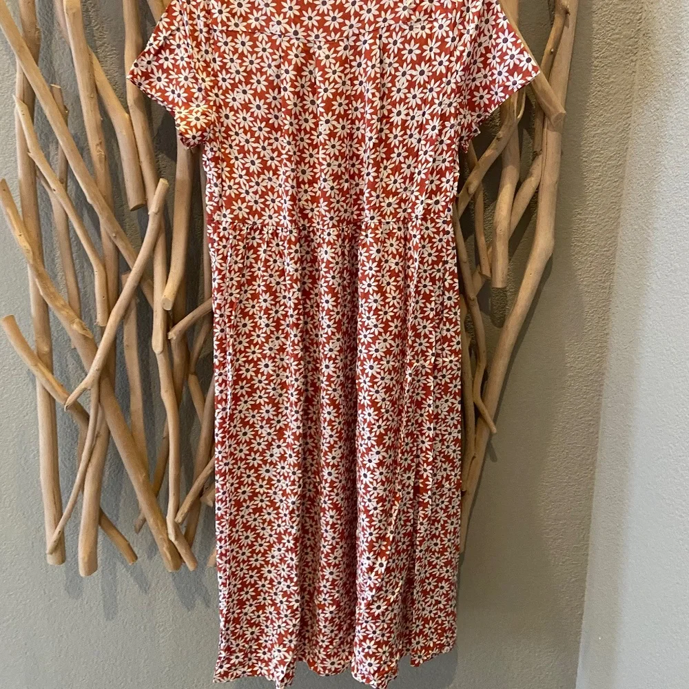 Russet Daisy Faux Wrap Madewell Midi Dress Medium - Picture 3 of 5